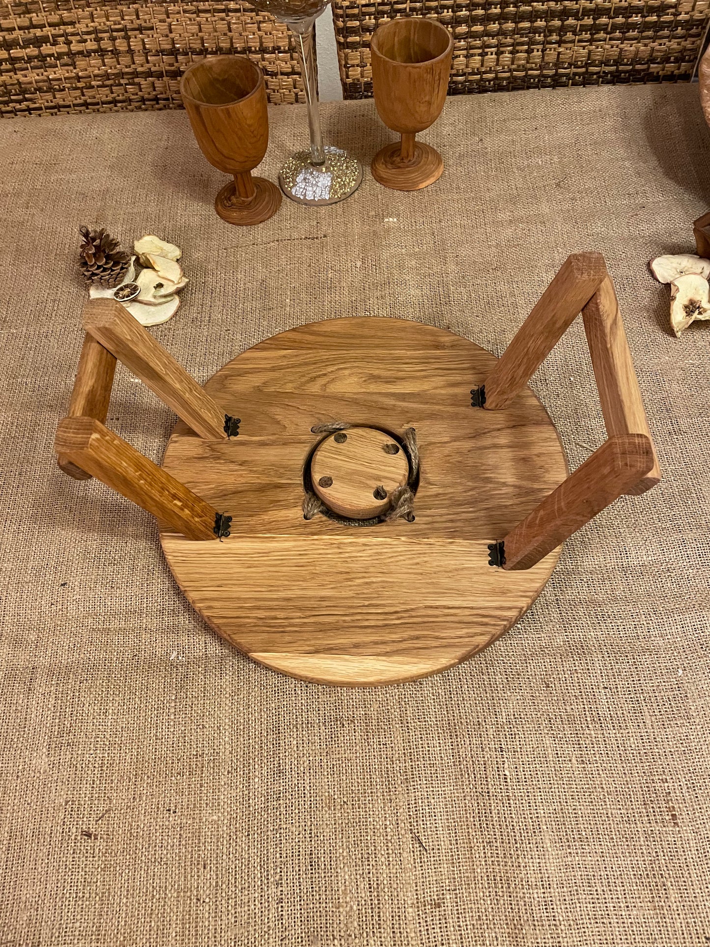 Moderner Adventskranz aus Eichenholz – Vielseitiges Serviertablett und Teelichthalter
