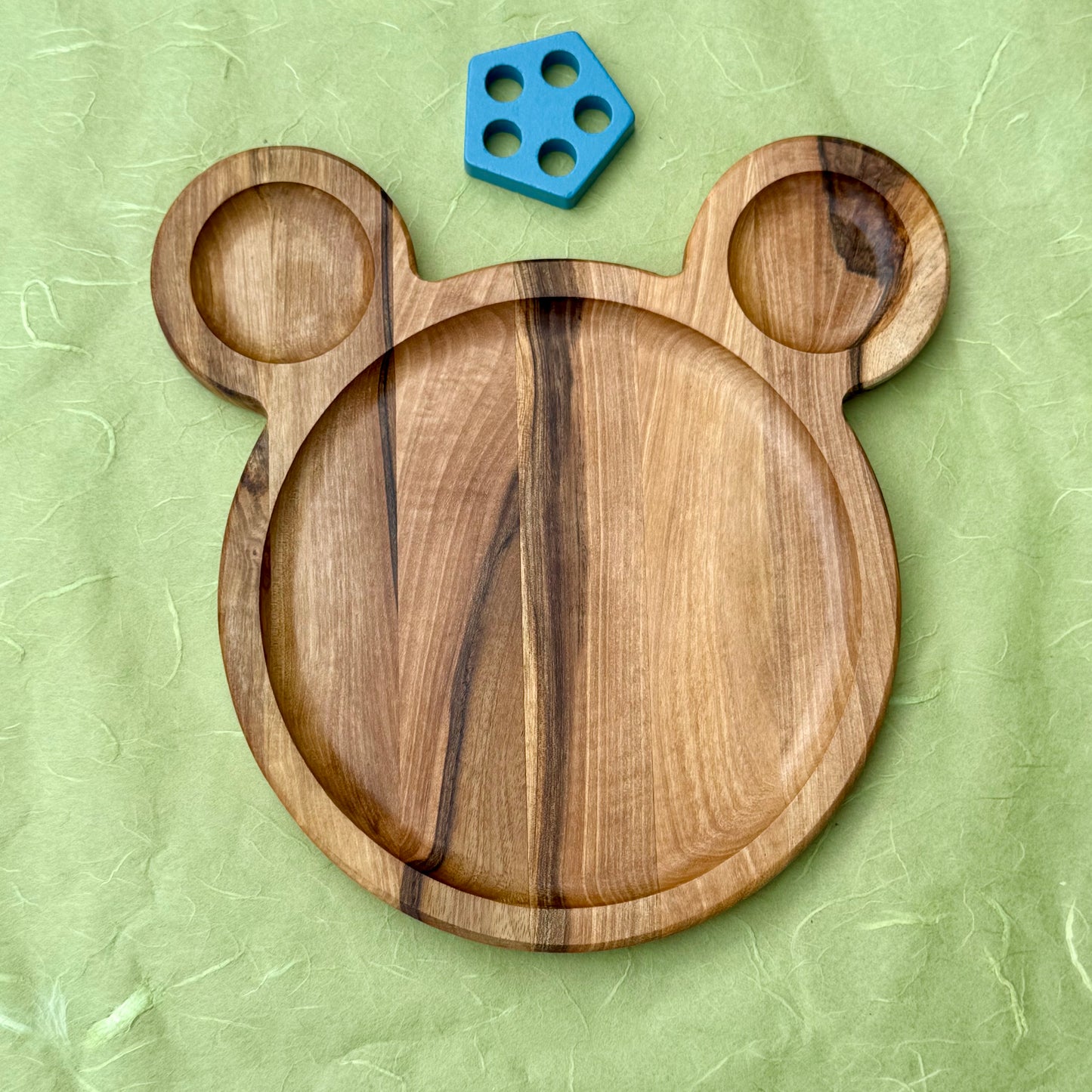 Kinderteller aus Walnussholz – Tierform, Holzteller mit Trennwand, Montessori Geschirr Kinder, Frühstücksteller Kinder, handmade wooden plate