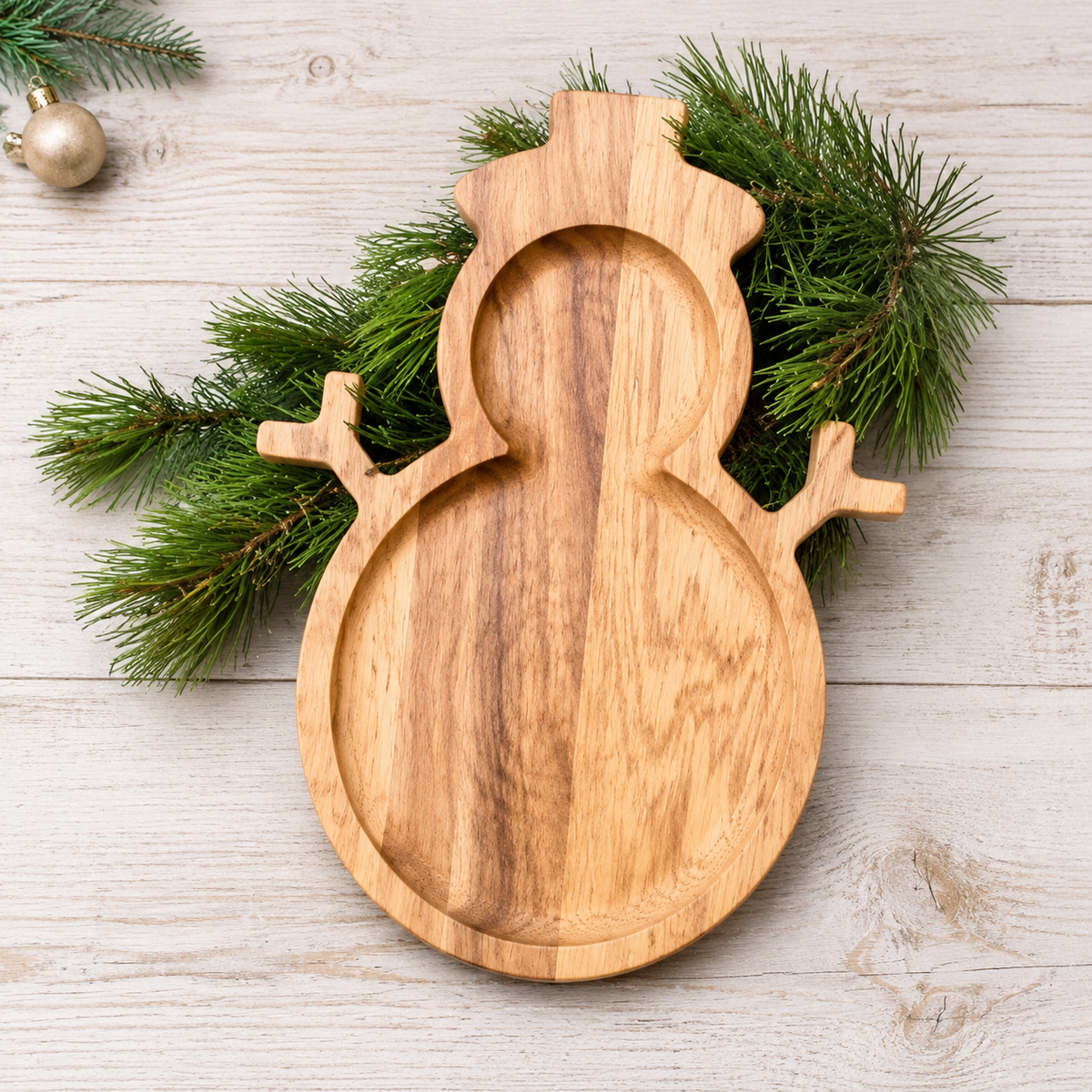 Weihnachtlicher Servierteller aus Eichenholz – Holzteller für Plätzchen & Snacks