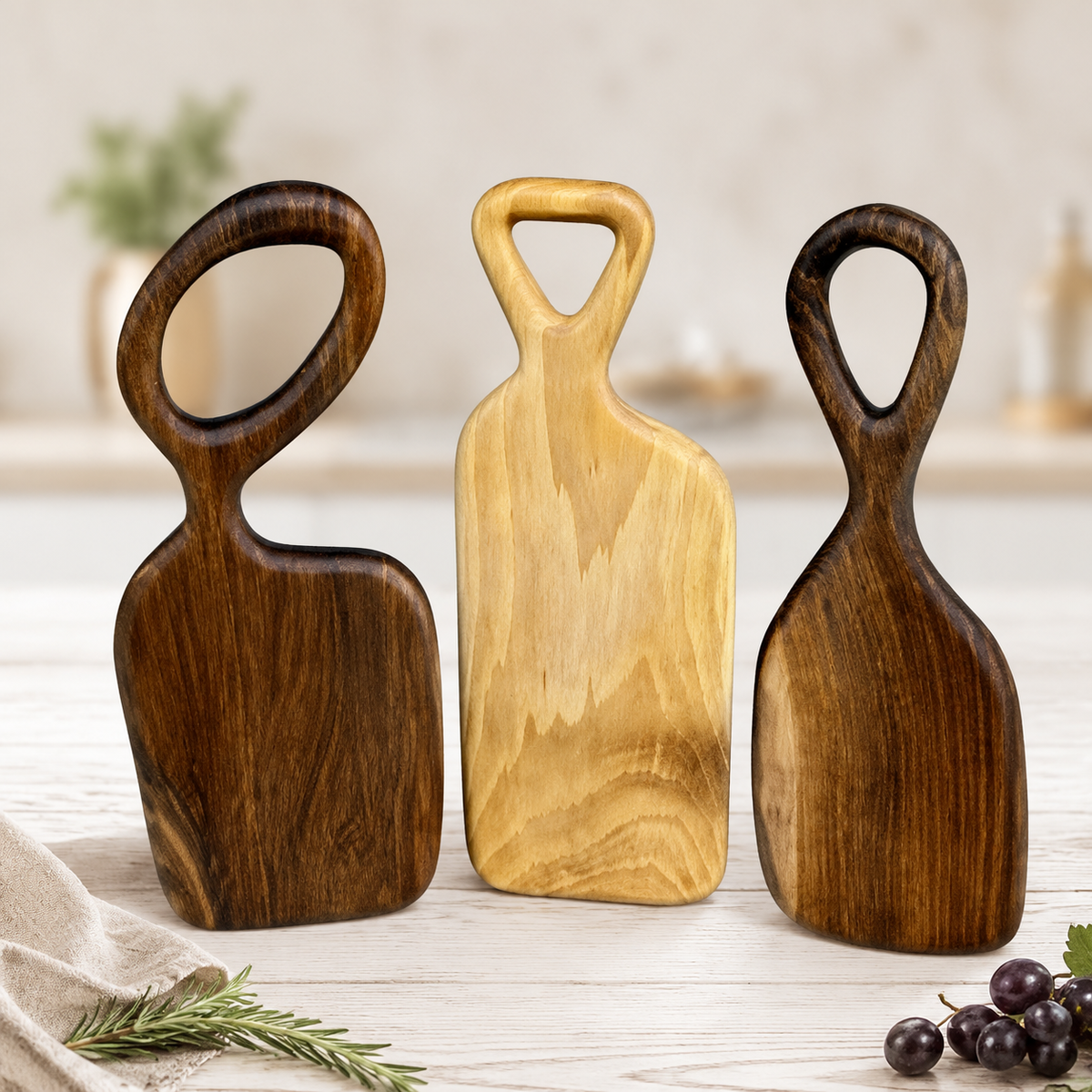 Design-Servierbrett aus Massivholz mit großem Griff – Käsebrett, Snackbrett & personalisiertes Geschenk
