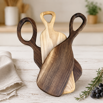 Design-Servierbrett aus Massivholz mit großem Griff – Käsebrett, Snackbrett & personalisiertes Geschenk