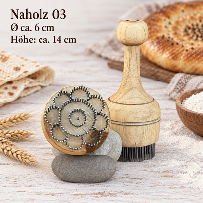 Brotstempel Chekich aus Holz – 7 Muster für Nonbrot, Lepjoschka & Fladenbrot