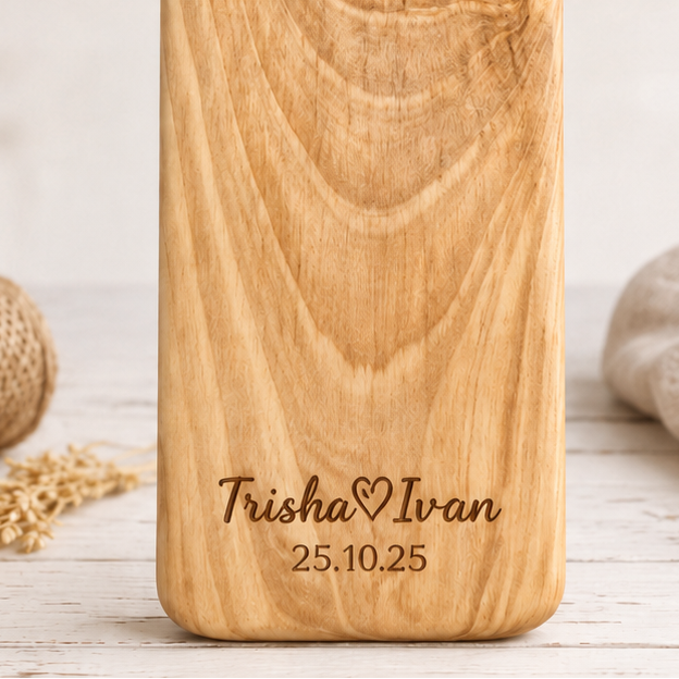 Design-Servierbrett aus Massivholz mit großem Griff – Käsebrett, Snackbrett & personalisiertes Geschenk