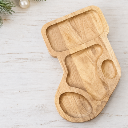 Weihnachtlicher Servierteller aus Eichenholz – Holzteller für Plätzchen & Snacks