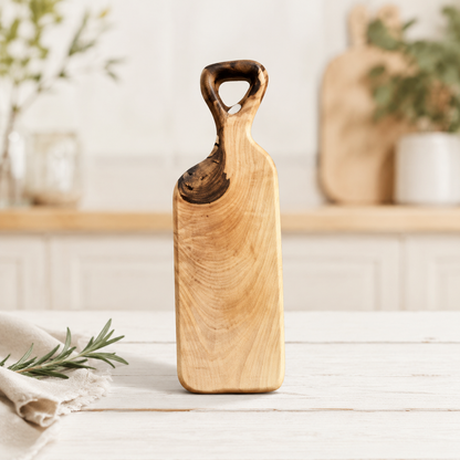 Design-Servierbrett aus Massivholz mit großem Griff – Käsebrett, Snackbrett & personalisiertes Geschenk