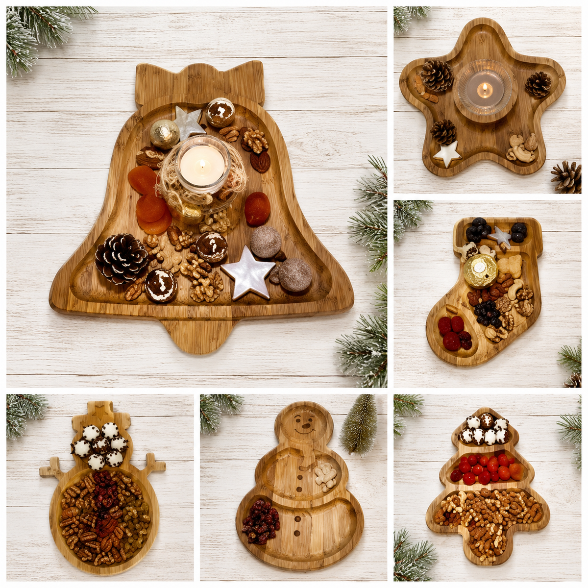 Weihnachtlicher Servierteller aus Eichenholz – Holzteller für Plätzchen & Snacks