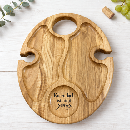 Weinbar aus Eiche – klappbarer Picknicktisch mit Flaschenhalter & 2 Glashaltern, Geschenk für Paare