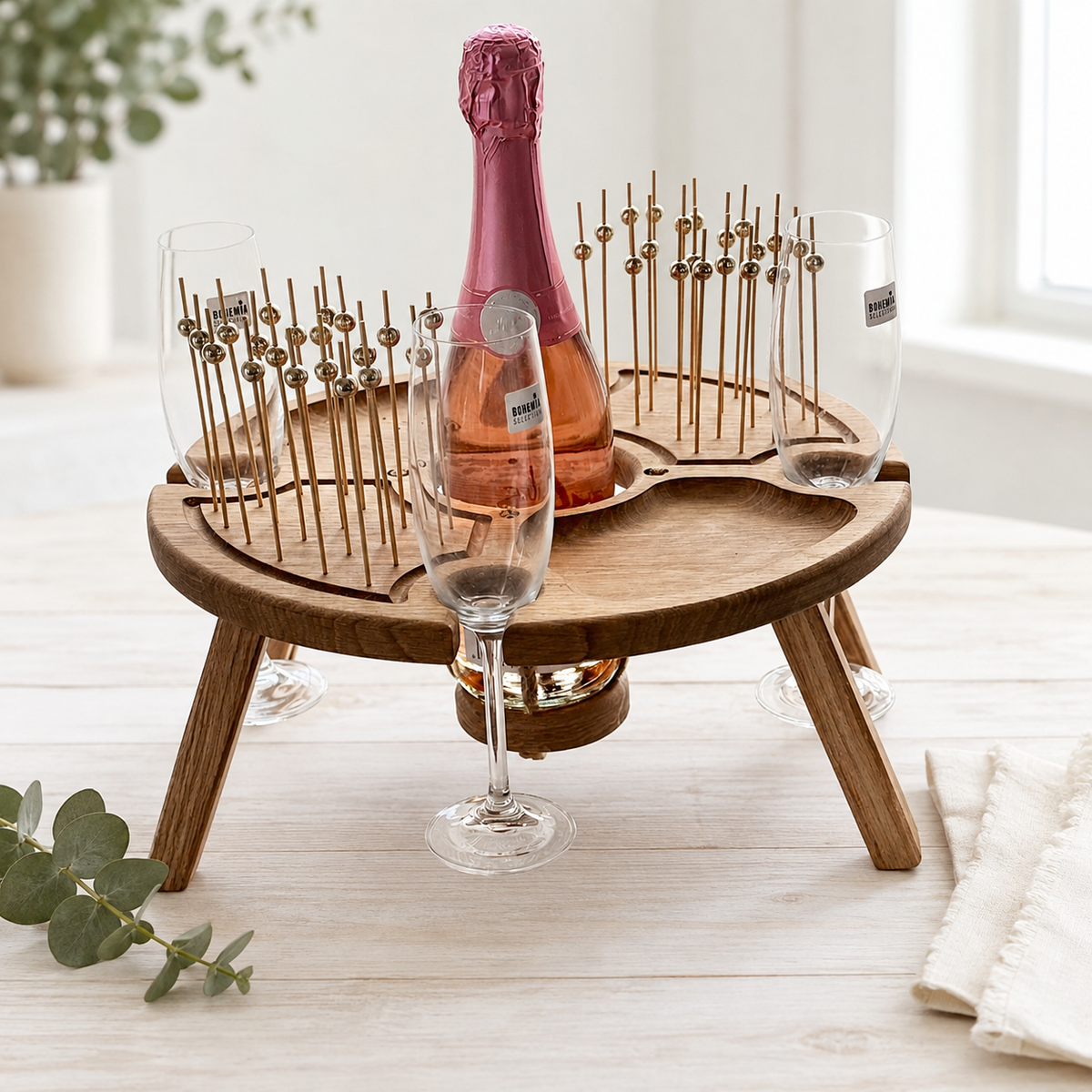 Klappbares Serviertablett mit Cocktailspießen,Tragbare VIP-Lounge für Wein & Snacks