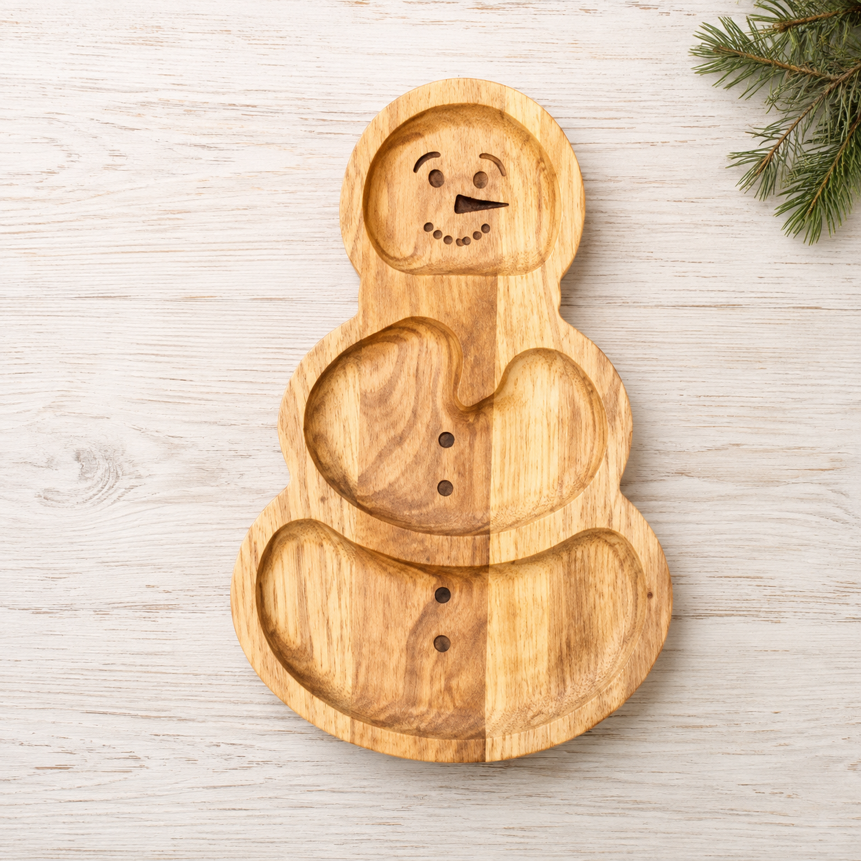 Weihnachtlicher Servierteller aus Eichenholz – Holzteller für Plätzchen & Snacks