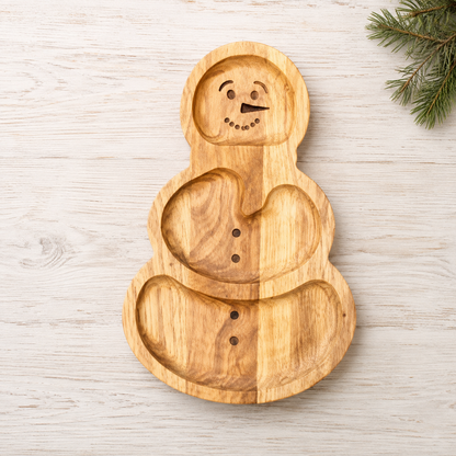 Weihnachtlicher Servierteller aus Eichenholz – Holzteller für Plätzchen & Snacks