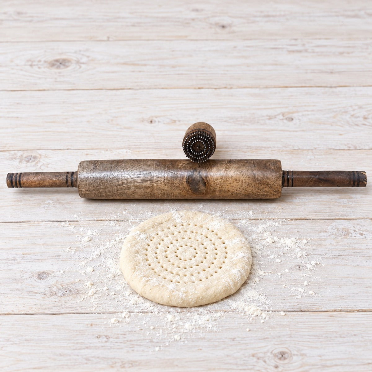 Nudelholz mit Brotstempel Chekich – 2-teiliges Backset aus Usbekistan