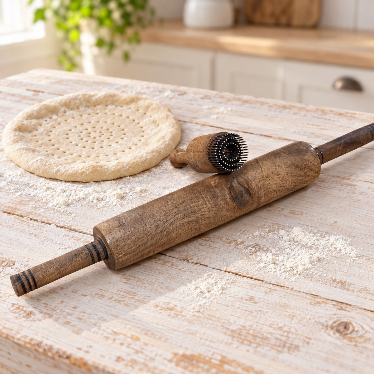 Nudelholz mit Brotstempel Chekich – 2-teiliges Backset aus Usbekistan
