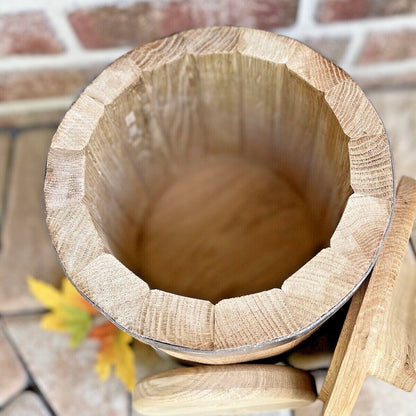Holzbottich aus Eichenholz zum Einlegen – 5L, 10L oder 15L mit Deckel & Druckplatte