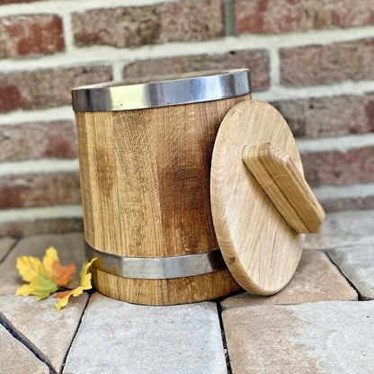 Holzbottich aus Eichenholz zum Einlegen – 5L, 10L oder 15L mit Deckel & Druckplatte