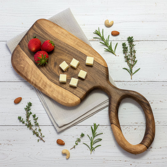 Design-Servierbrett aus Massivholz mit großem Griff – Käsebrett, Snackbrett & personalisiertes Geschenk
