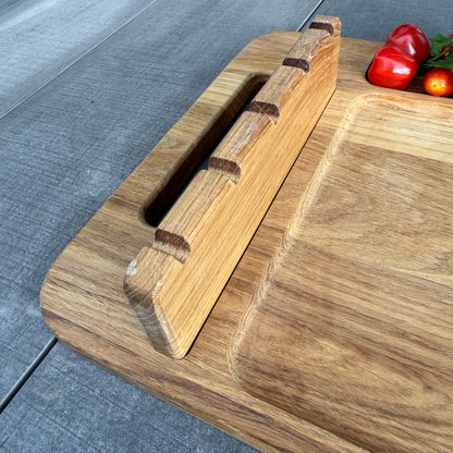 Schaschlikbrett aus Eichenholz – Mit Soßenschale & Zwiebelbrett, perfektes Grill-Geschenk