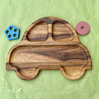 Kinderteller aus Walnussholz – Tierform, Holzteller mit Trennwand, Montessori Geschirr Kinder, Frühstücksteller Kinder, handmade wooden plate