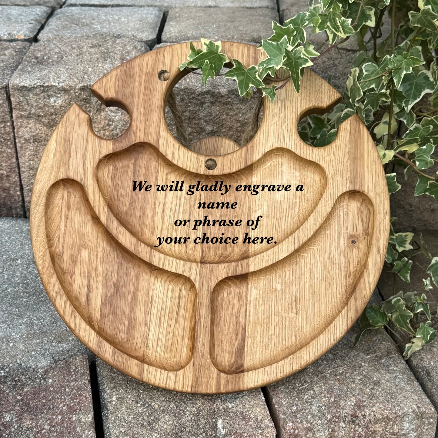 Personalisierter Klappbarer Weintisch aus Eichenholz – Perfekt für Picknick, Camping & besondere Anlässe