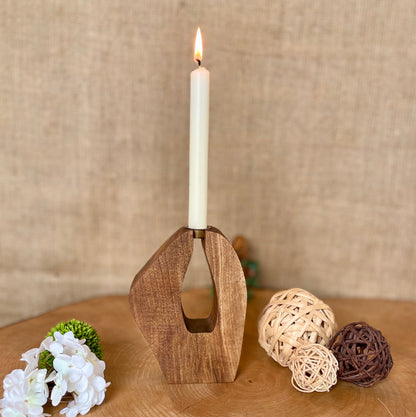 Kerzenhalter 3er-Set aus Nussbaumholz – Handgefertigte Holzkerzenständer im Vintage-Stil
