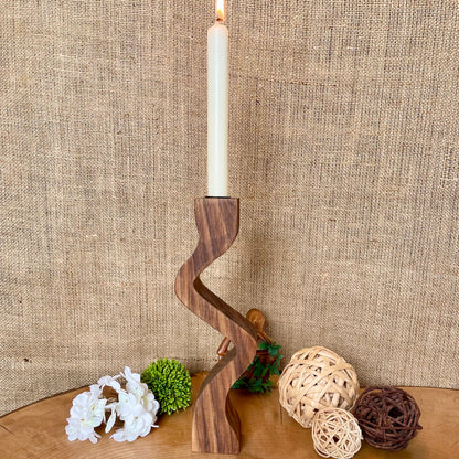 Kerzenhalter 3er-Set aus Nussbaumholz – Handgefertigte Holzkerzenständer im Vintage-Stil