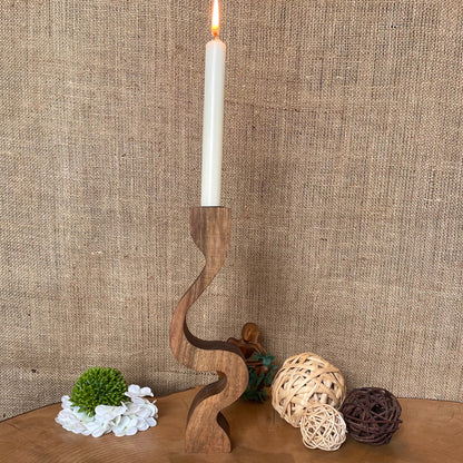 Kerzenhalter 3er-Set aus Nussbaumholz – Handgefertigte Holzkerzenständer im Vintage-Stil