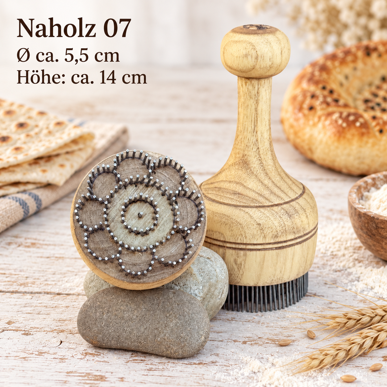 Brotstempel Chekich aus Holz – 7 Muster für Nonbrot, Lepjoschka & Fladenbrot