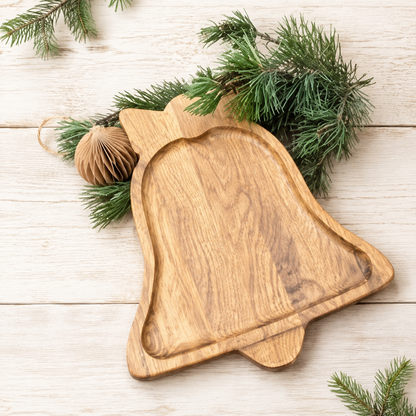 Weihnachtlicher Servierteller aus Eichenholz – Holzteller für Plätzchen & Snacks