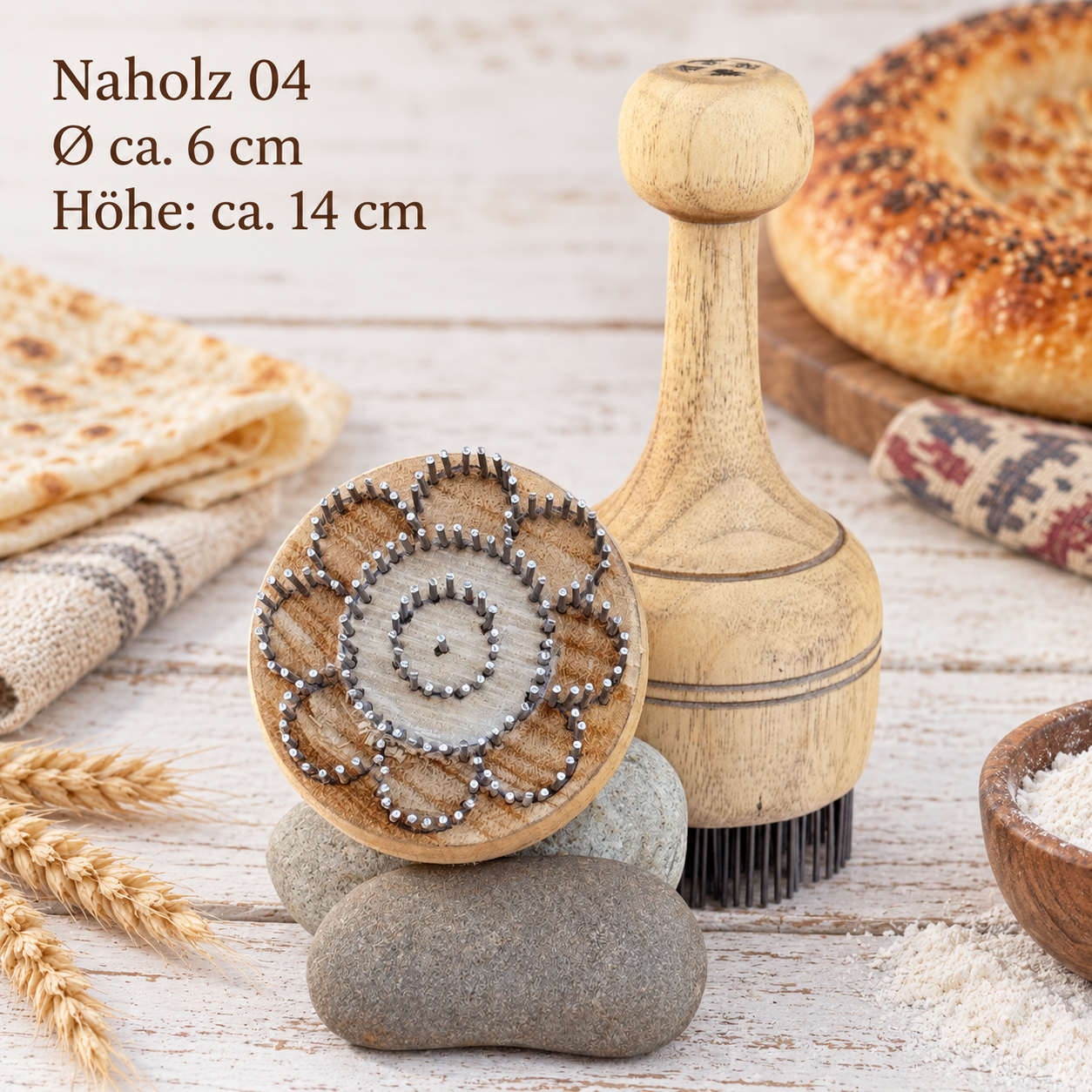 Brotstempel Chekich aus Holz – 7 Muster für Nonbrot, Lepjoschka & Fladenbrot