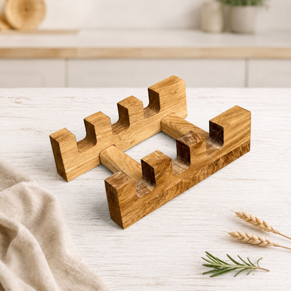 Schneidebrett-Set aus Eiche mit Halter – 3 massive Holzbretter mit Herzgriff | Servier- & Frühstücksbretter