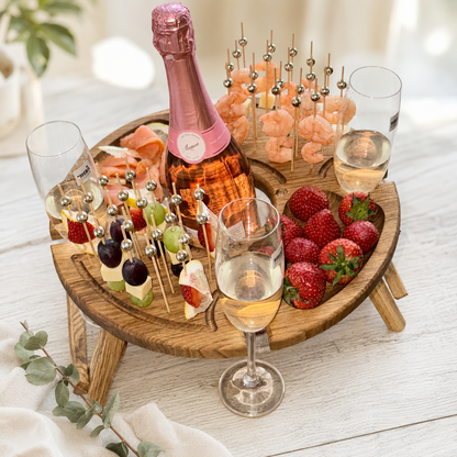 Klappbares Serviertablett mit Cocktailspießen,Tragbare VIP-Lounge für Wein & Snacks