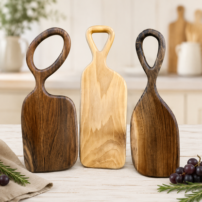 Design-Servierbrett aus Massivholz mit großem Griff – Käsebrett, Snackbrett & personalisiertes Geschenk