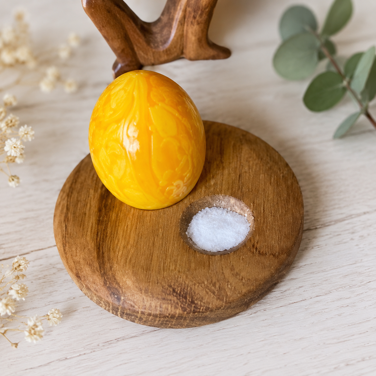 Eierteller aus Holz im 2er- oder 4er-Set – Eierbecher mit Salzmulde | Kirsche oder Walnuss