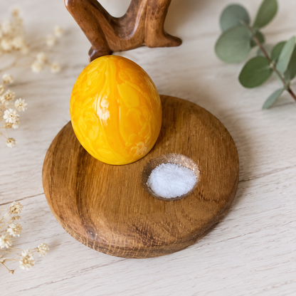 Eierteller aus Holz im 2er- oder 4er-Set – Eierbecher mit Salzmulde | Kirsche oder Walnuss