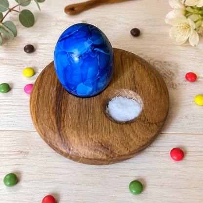 Eierteller aus Holz im 2er- oder 4er-Set – Eierbecher mit Salzmulde | Kirsche oder Walnuss