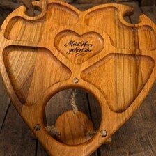 Klappbarer Weintisch aus Kirschbaumholz für eine Flasche und zwei Gläser, Picknicktisch, Couchbar, Campingtisch Wein, Strandtisch