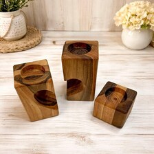 Herz-Teelichthalter aus Holz im 3er-Set – Kerzenhalter aus Walnuss oder Kirschbaum, Geschenk mit Gravur