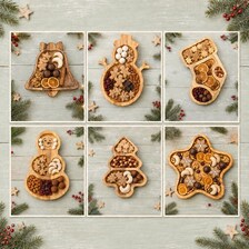 Weihnachtlicher Servierteller aus Eichenholz – Holzteller für Plätzchen & Snacks