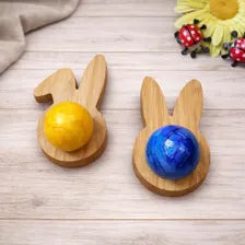 Eierbecher in Hasenform – Osterdeko aus Kirsch- oder Walnussholz – 2er-Set mit Wunschgravur