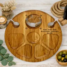 Klappbarer Weintisch aus Eichenholz für Zwei – Picknicktisch für 2 Weingläser, Geschenk für Paare & Weinliebhaber