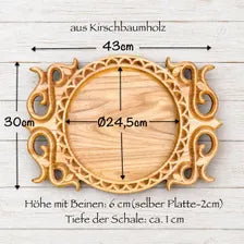 Astay, Geschnitzte Servierplatte aus Holz mit Füßen – Walnuss oder Kirschbaum, orientalisches Tablett für Antipasti, Käse & Obst