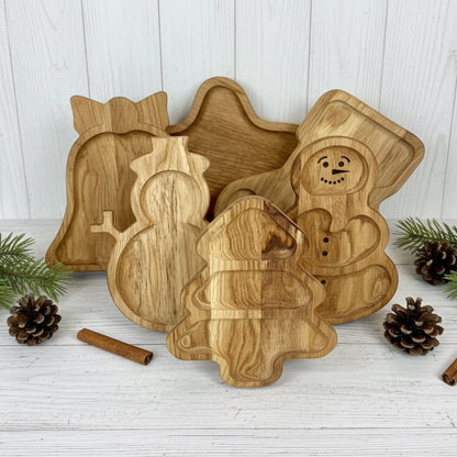 Weihnachtlicher Servierteller aus Eichenholz – Holzteller für Plätzchen & Snacks